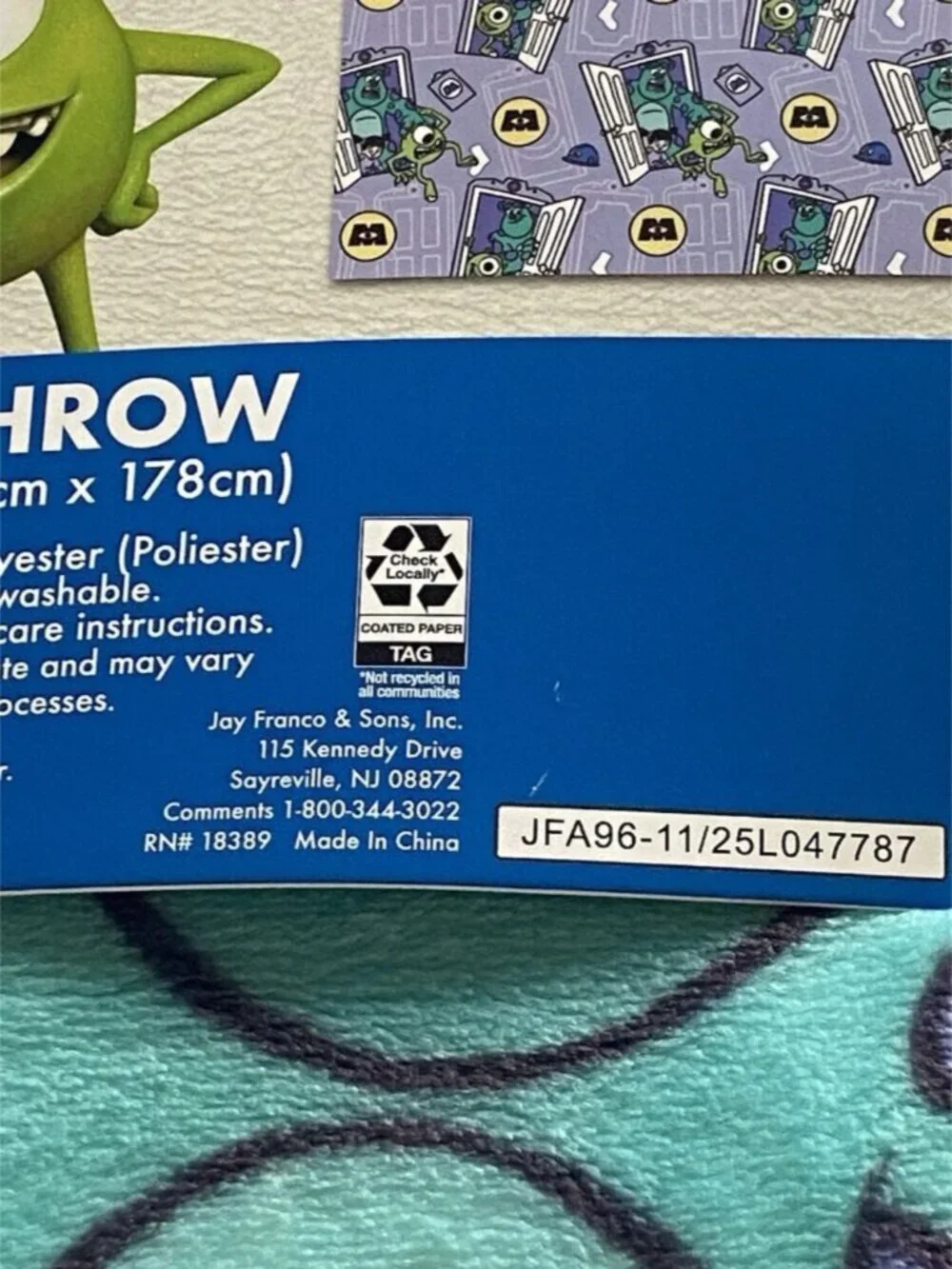 Disney‎ Pixar Monsters Inc Throw Blanket 50”X 70” Sully Mike Boo VIRAL NEW